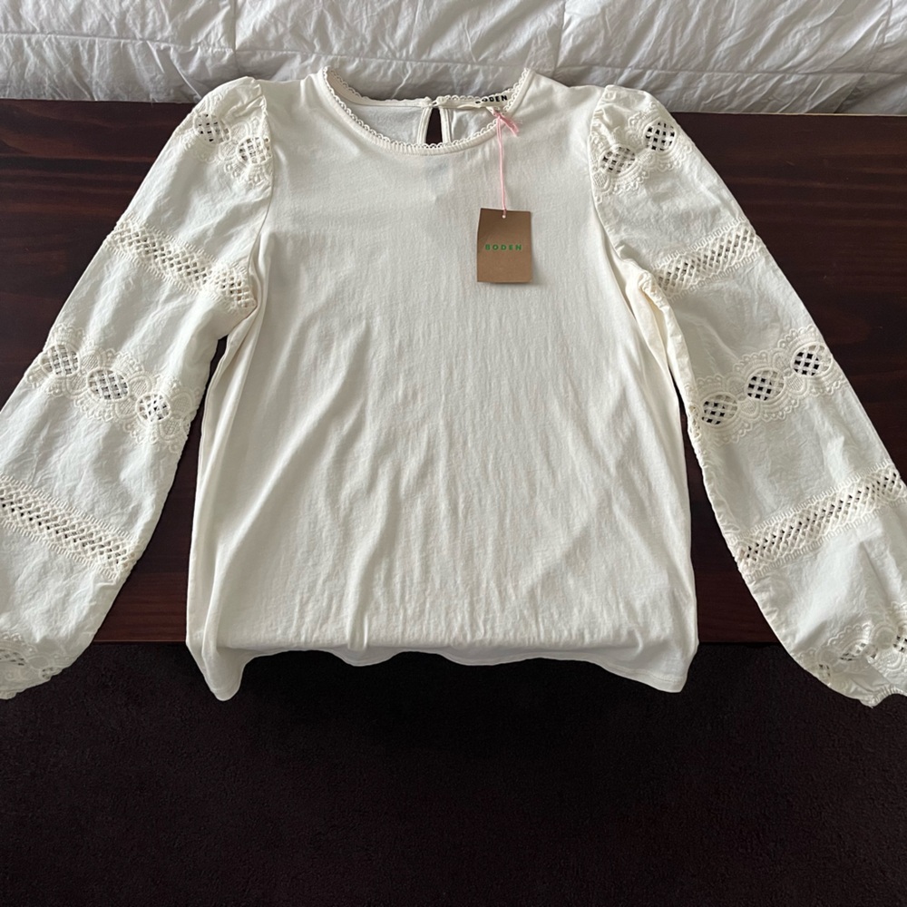 Boden New Millie Lace Mix Top SZ 6 - Picture 7 of 8